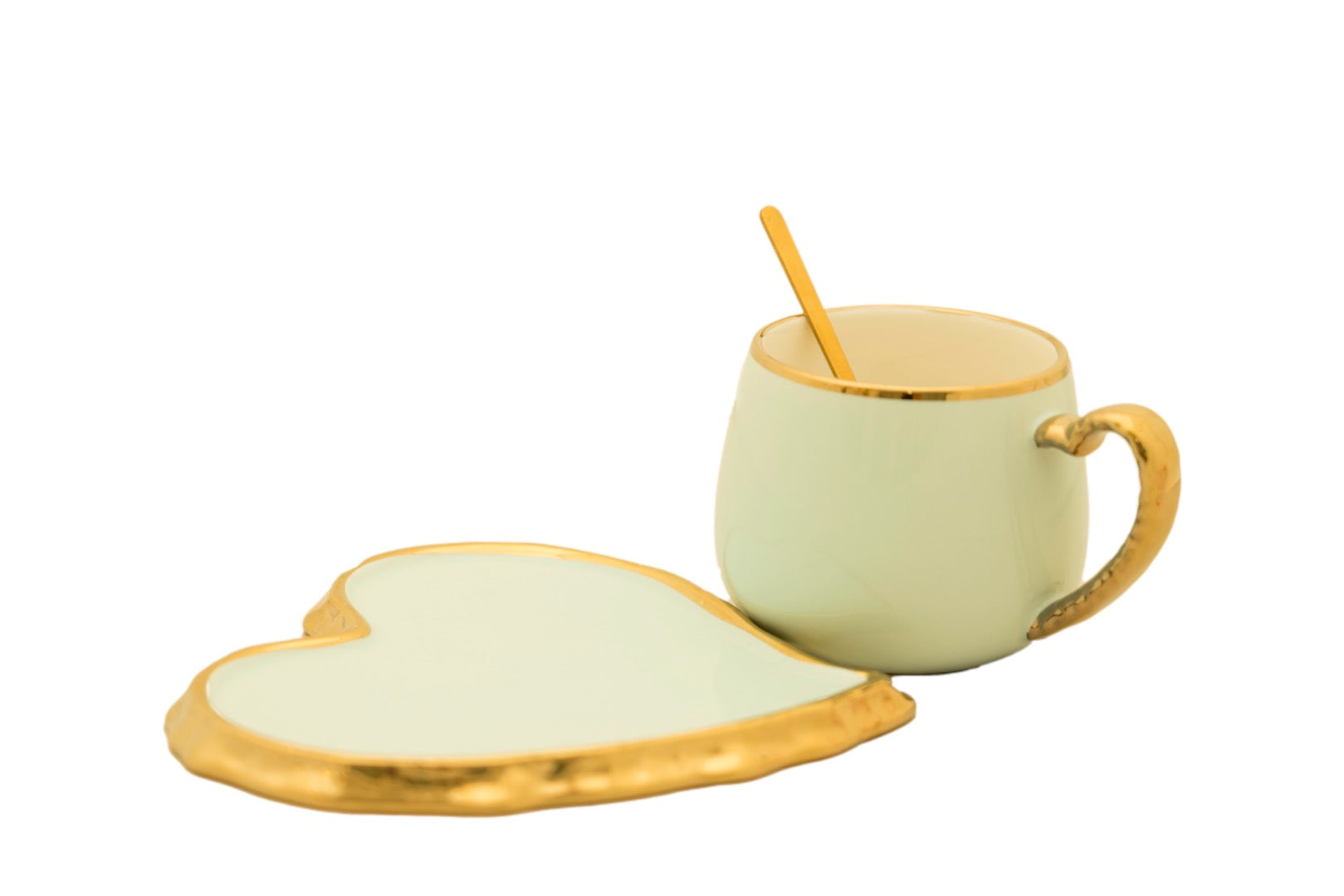 Heart Cup Saucer Set with Spoon Blue