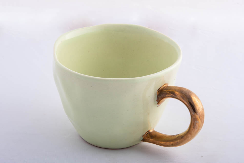 Tea Cup Ceramic Apple Green