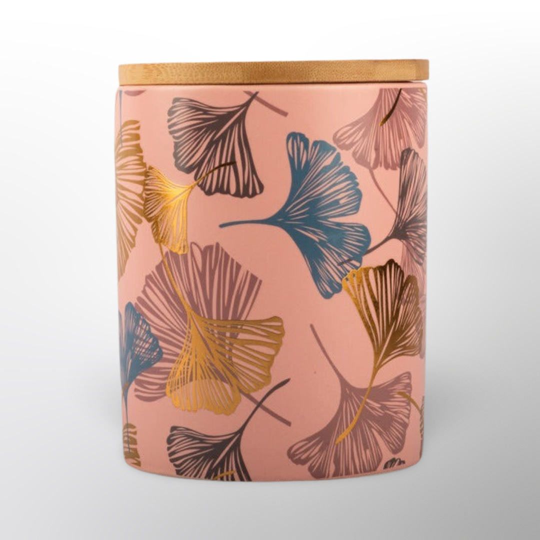 Storage Jar Floral Gold Pink