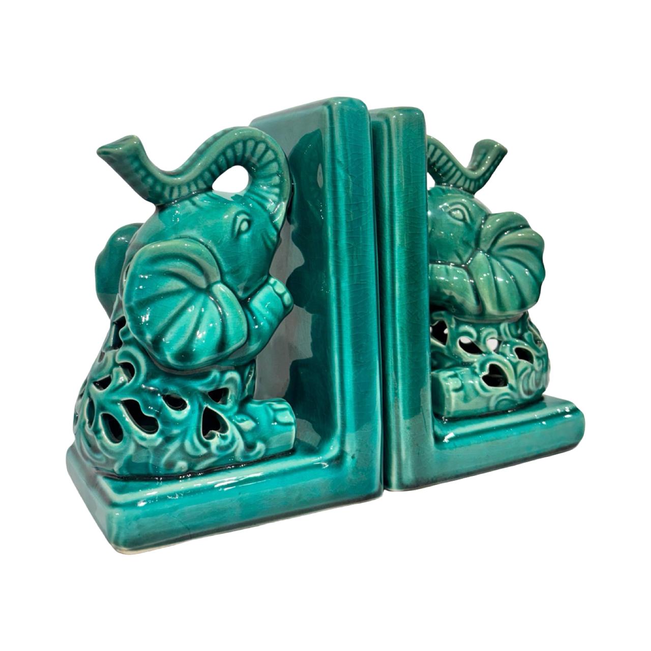 Bookend Ceramic Elephants