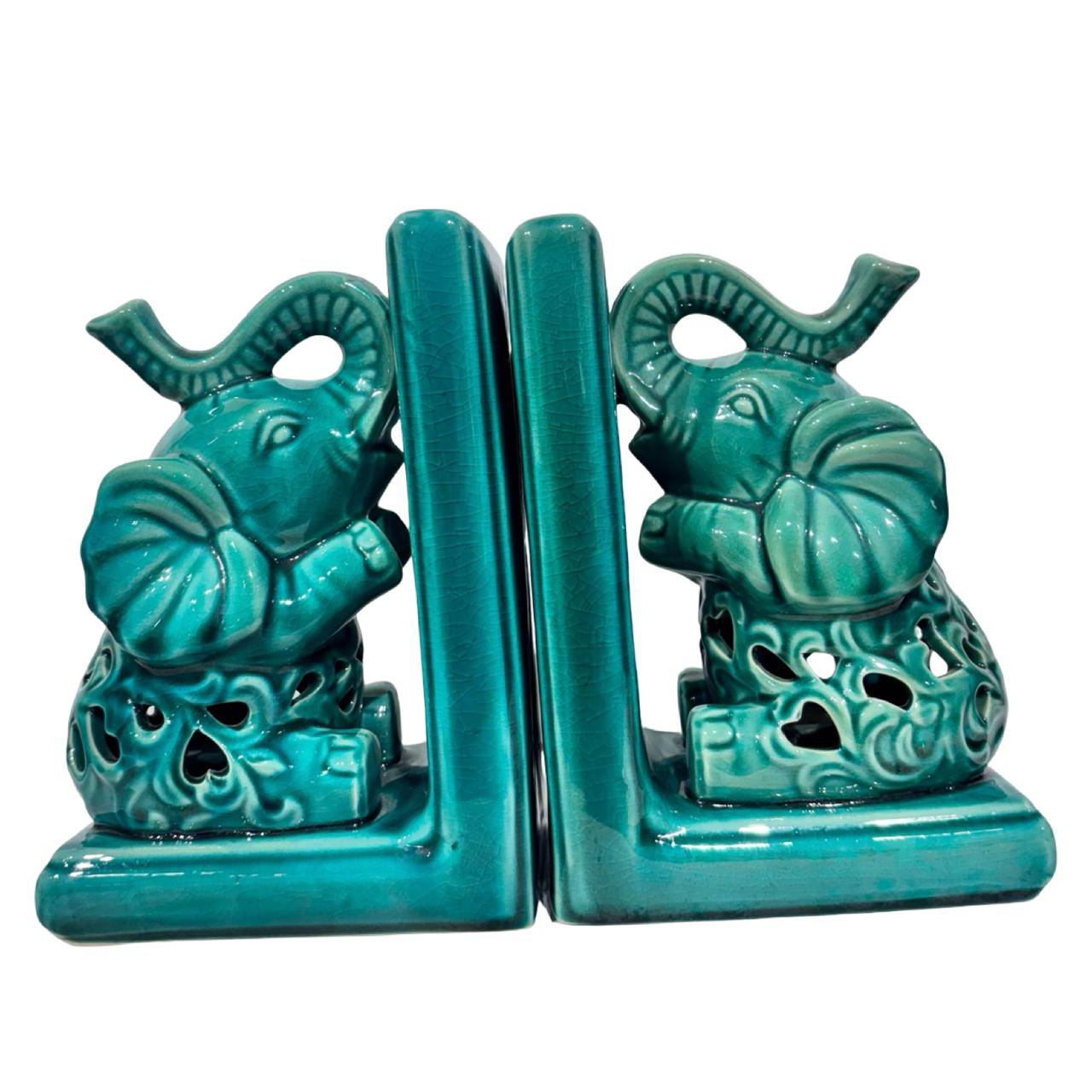 Bookend Ceramic Elephants
