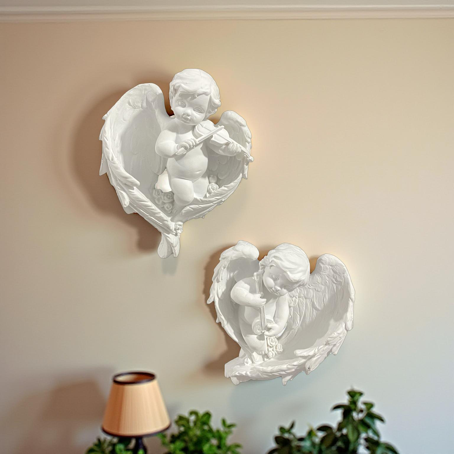 Wall Decor White Cherub S02 (B)