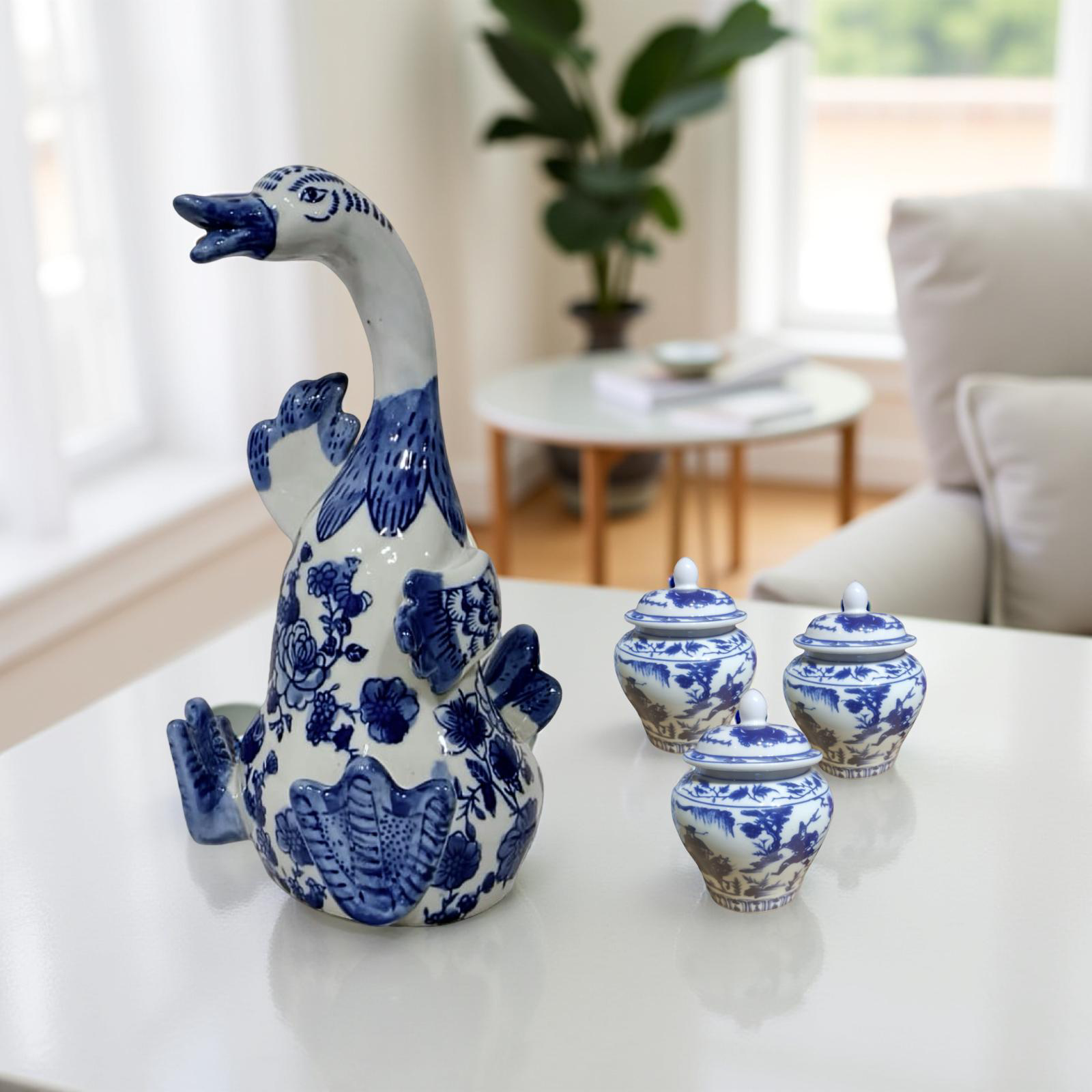 Decorative White & Blue Goose (A)