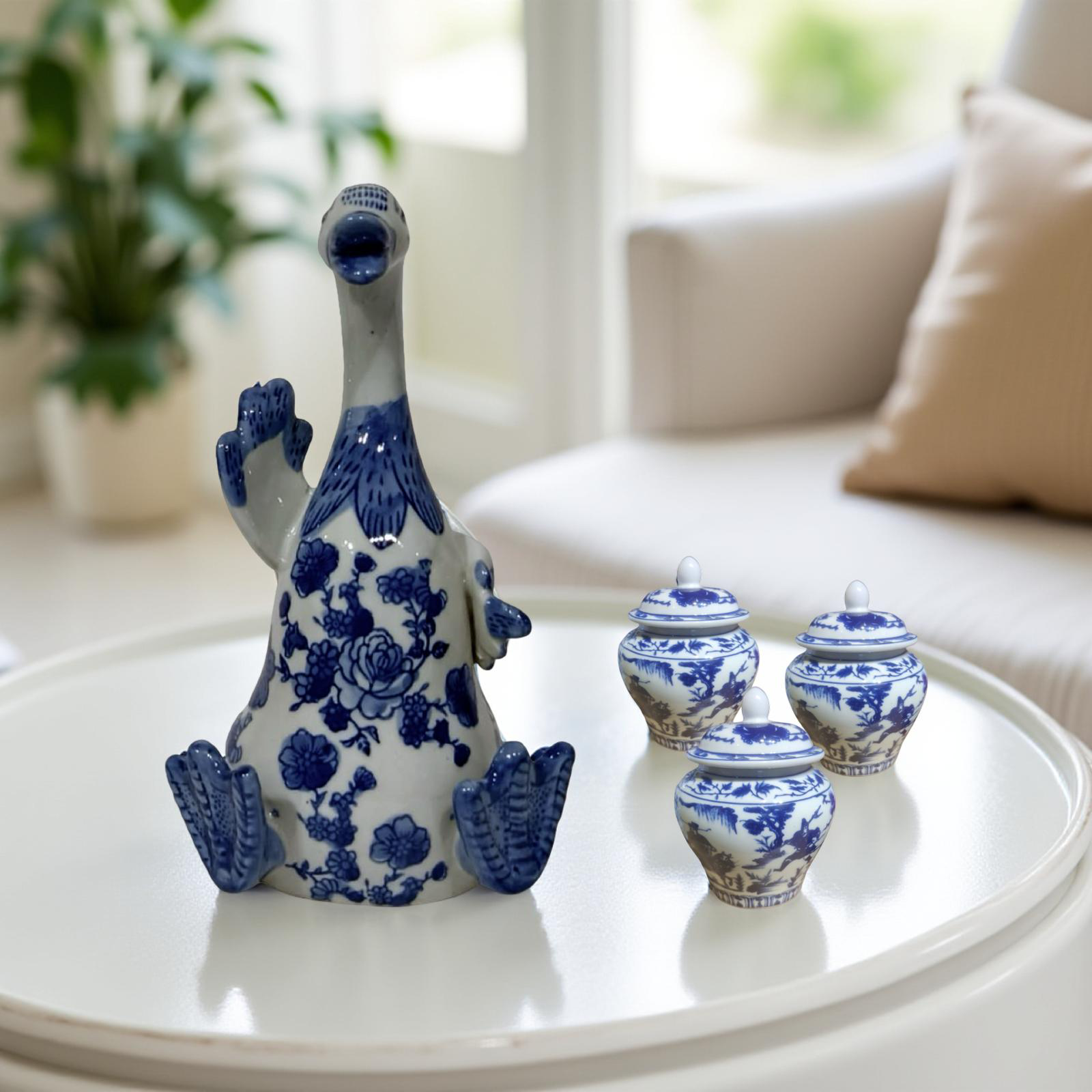 Decorative White & Blue Goose (A)