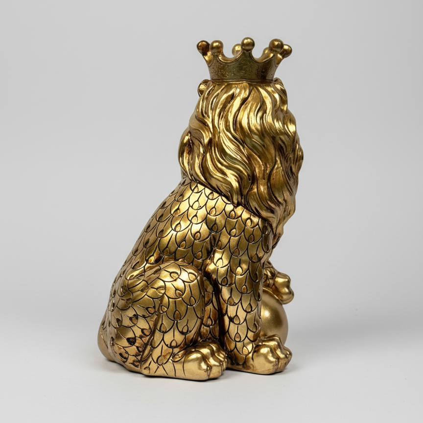 Decorative Golden Sitting Lion