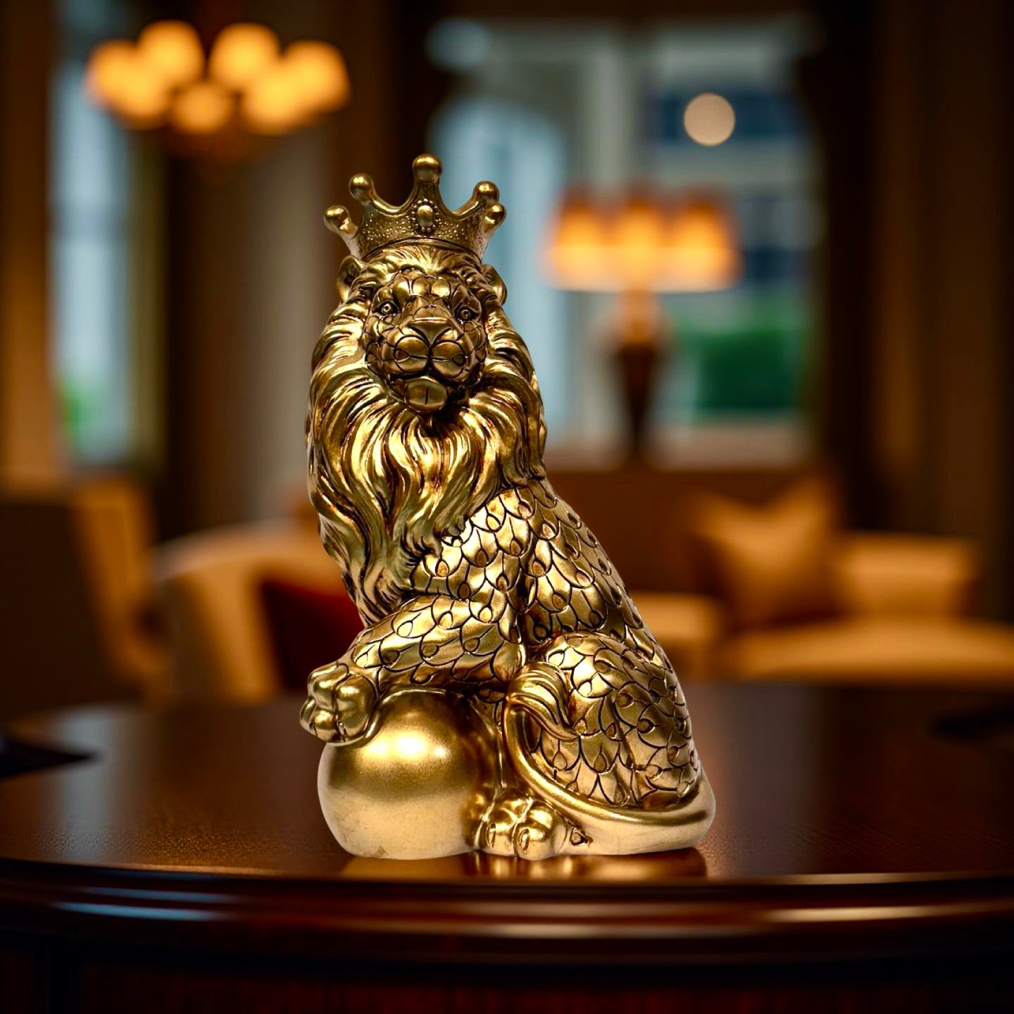Decorative Golden Sitting Lion