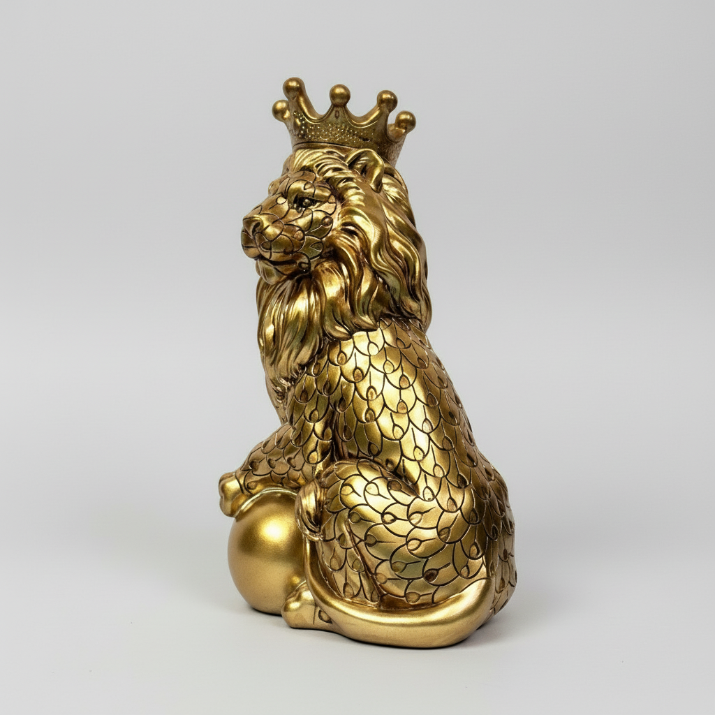 Decorative Golden Sitting Lion