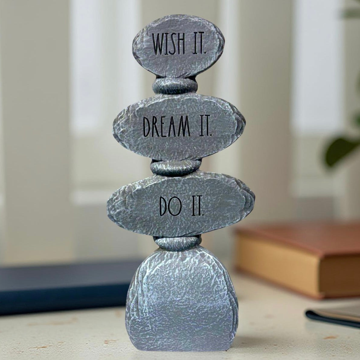 Decorative Stacked Stone Motivational Sculpture