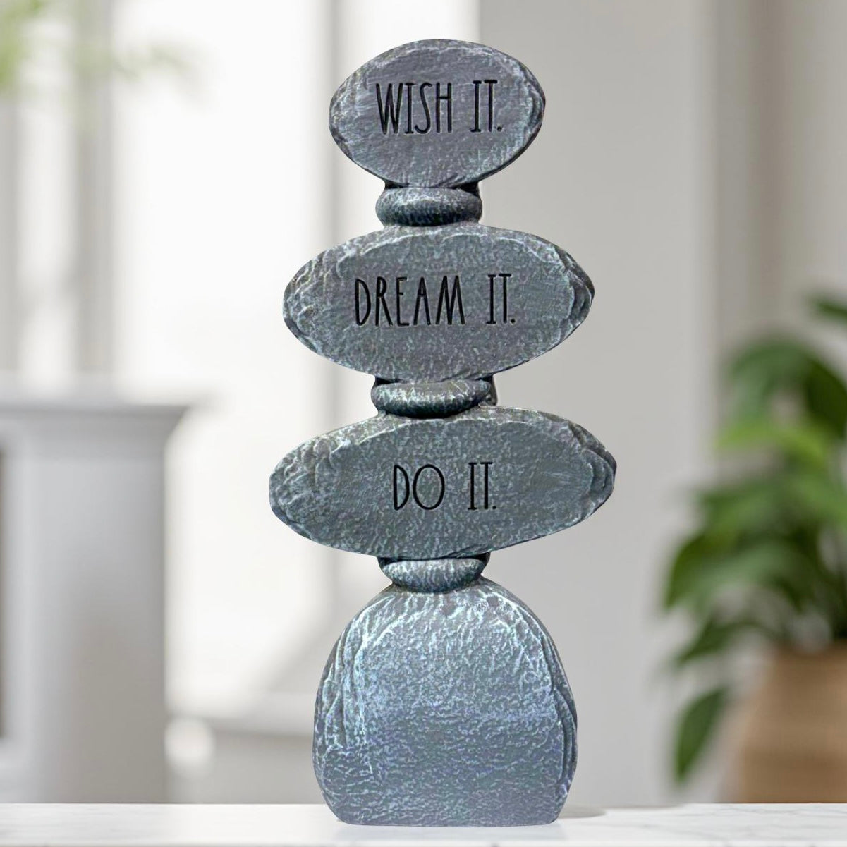 Decorative Stacked Stone Motivational Sculpture