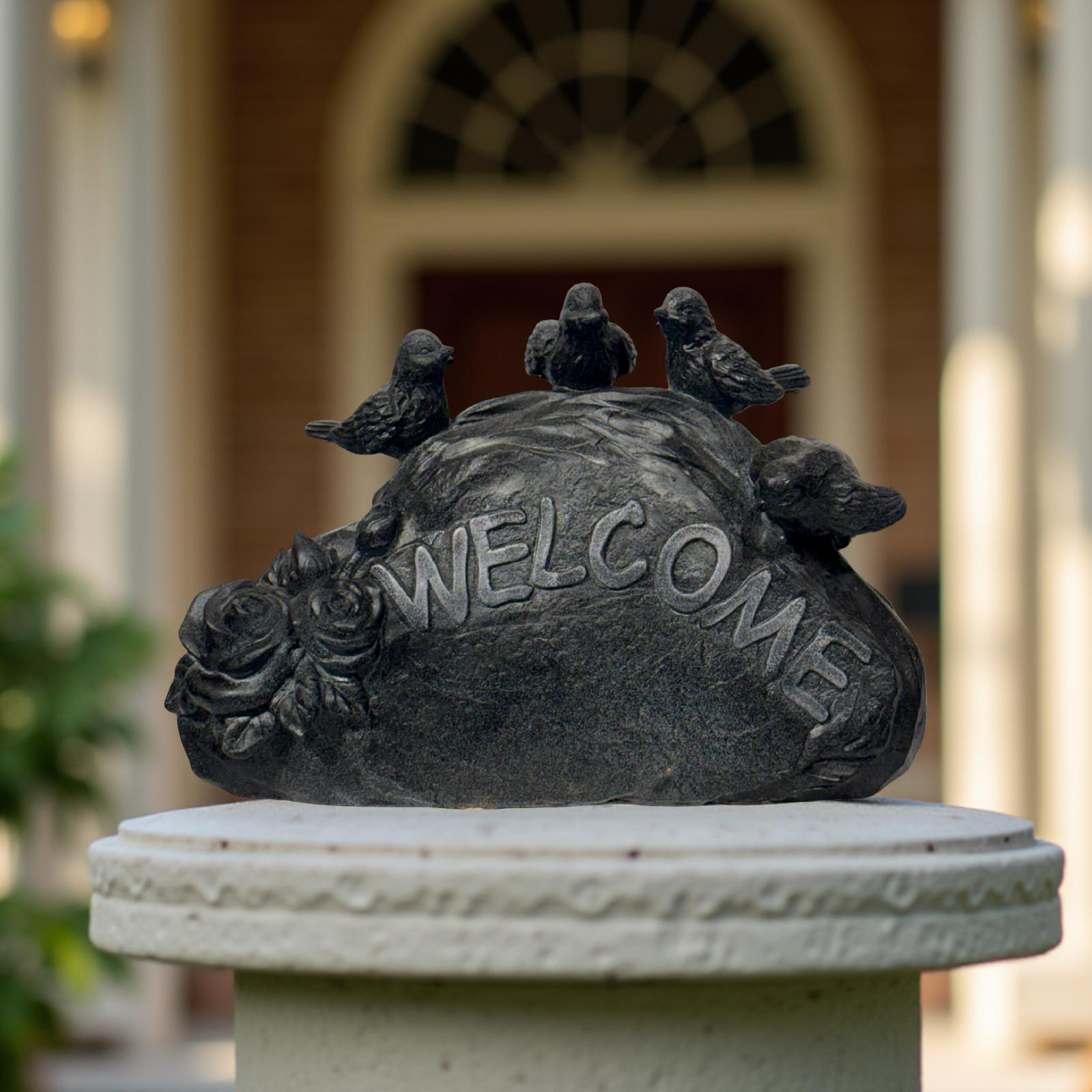 Decorative Welcome Stone with Birds