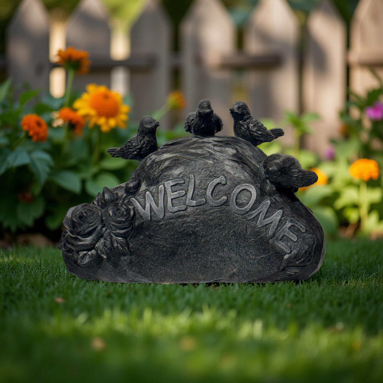 Decorative Welcome Stone with Birds