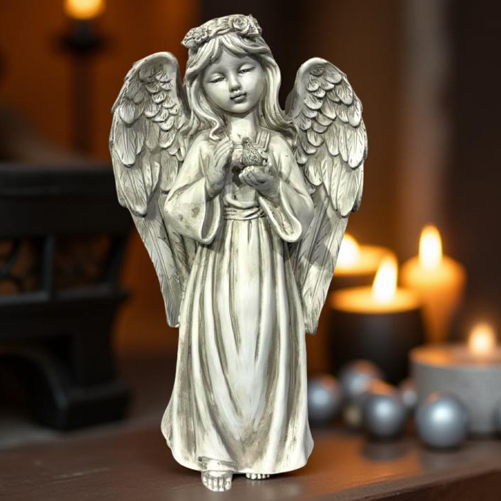 Decor - White Angel With Bird