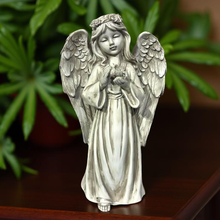 Decor - White Angel With Bird