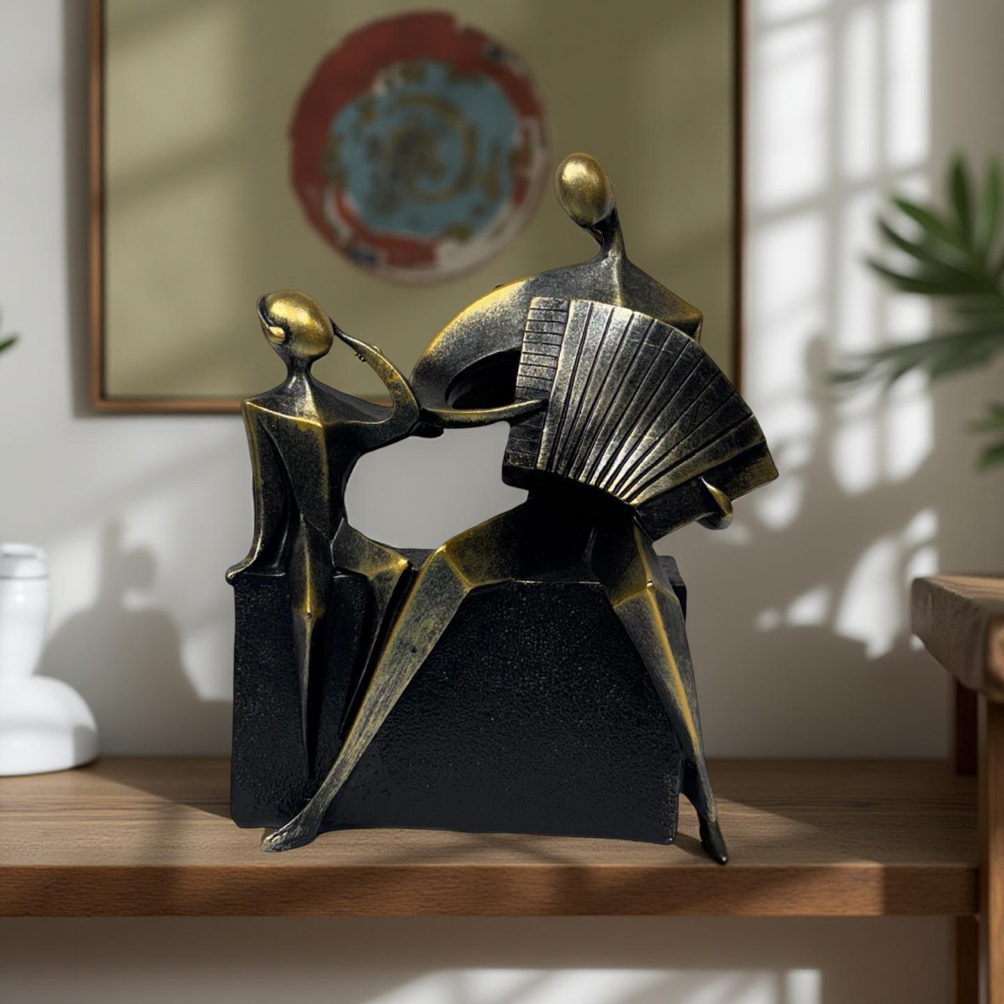 Decor - Accordian Player & Child Figurine