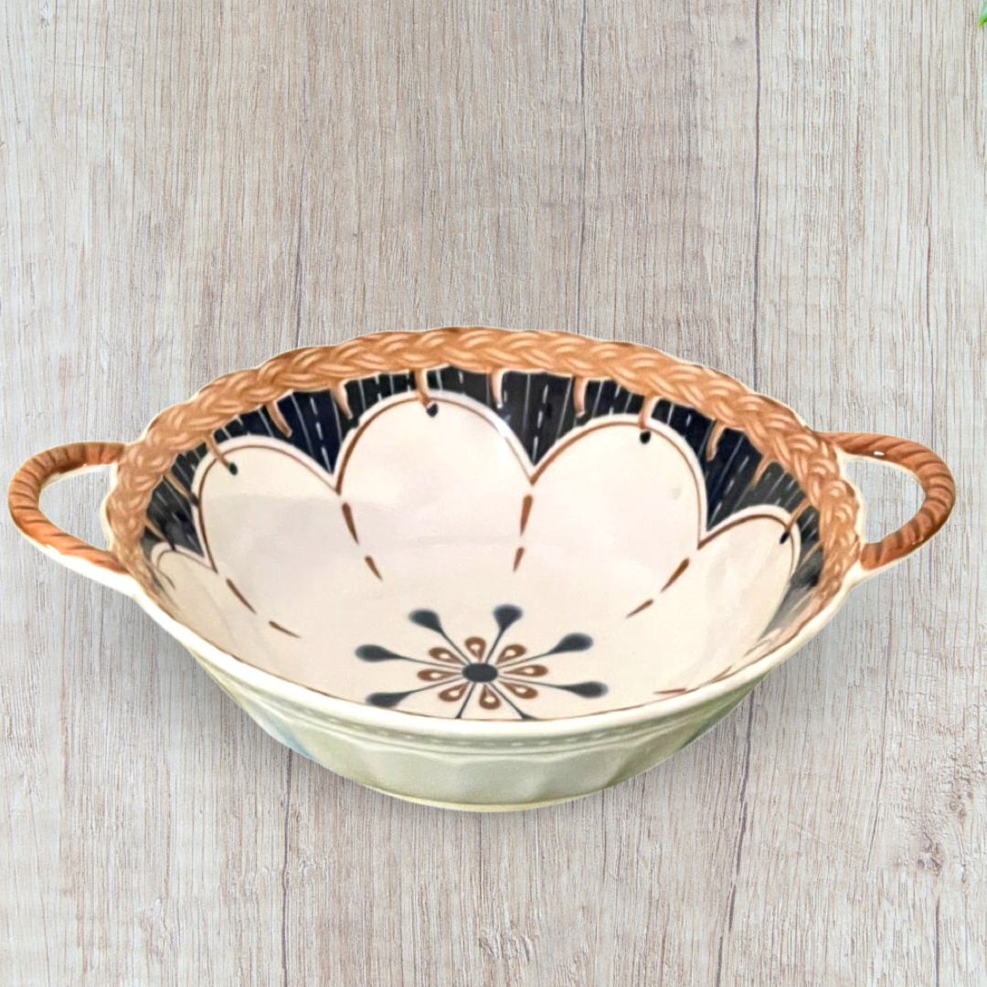 Snack Bowl Emma Round Big White Flowers