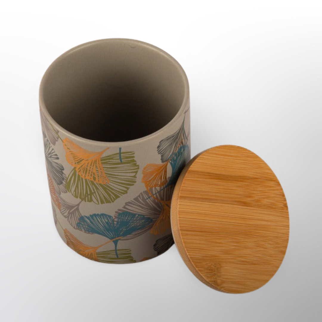 Storage Jar Floral Gold Grey