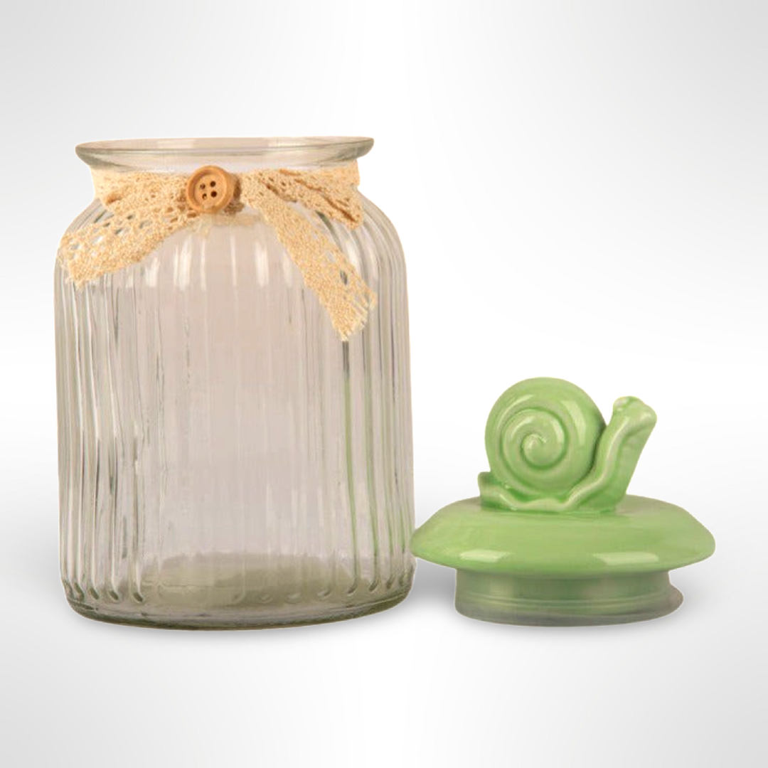 Glass Jar Green Snail
