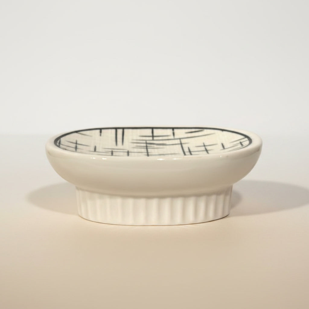 Bath Set Linear Lines White