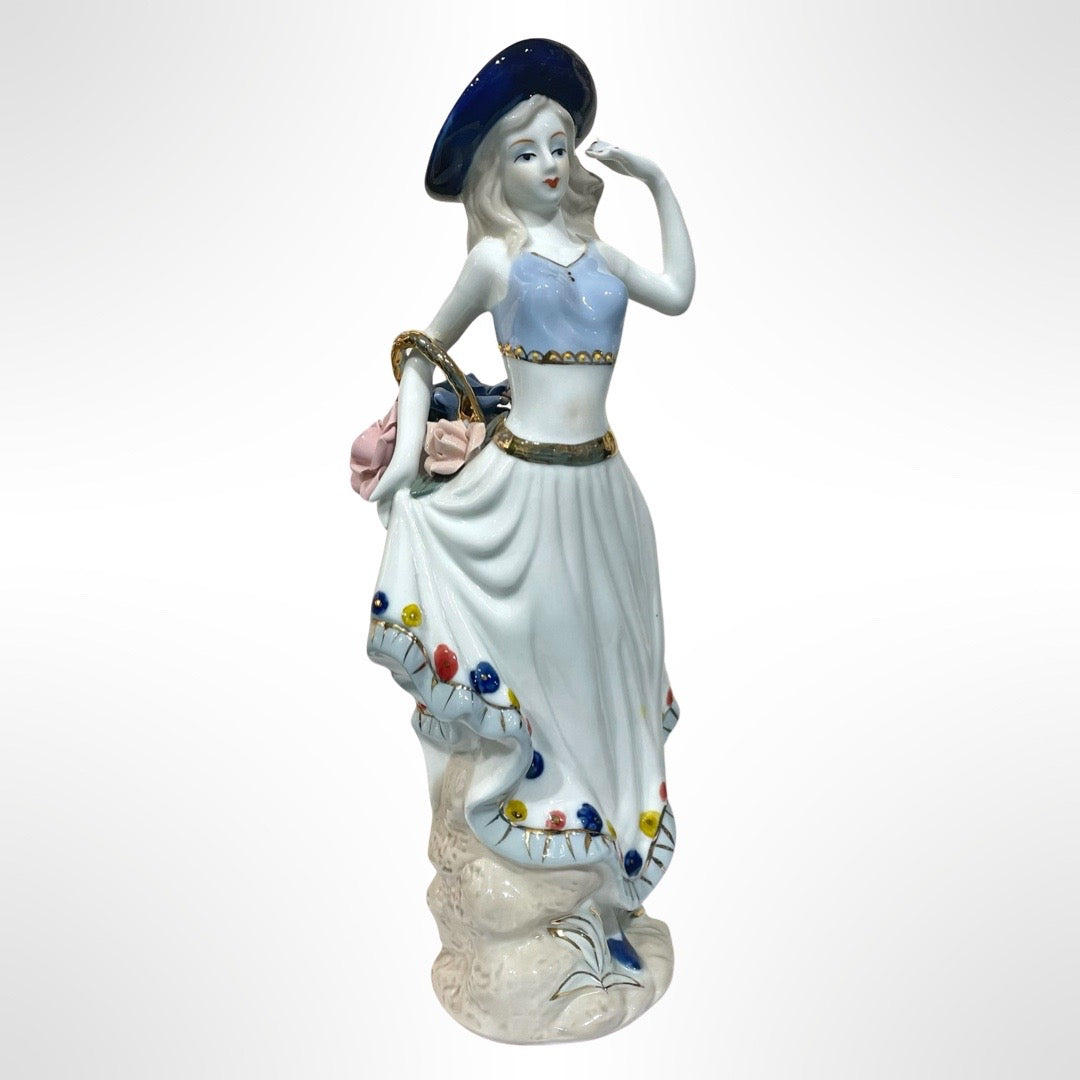 Figurine of Alice with Big Flower Basket