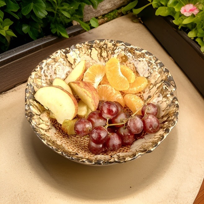 Snack Bowl Mustard Brown Edged