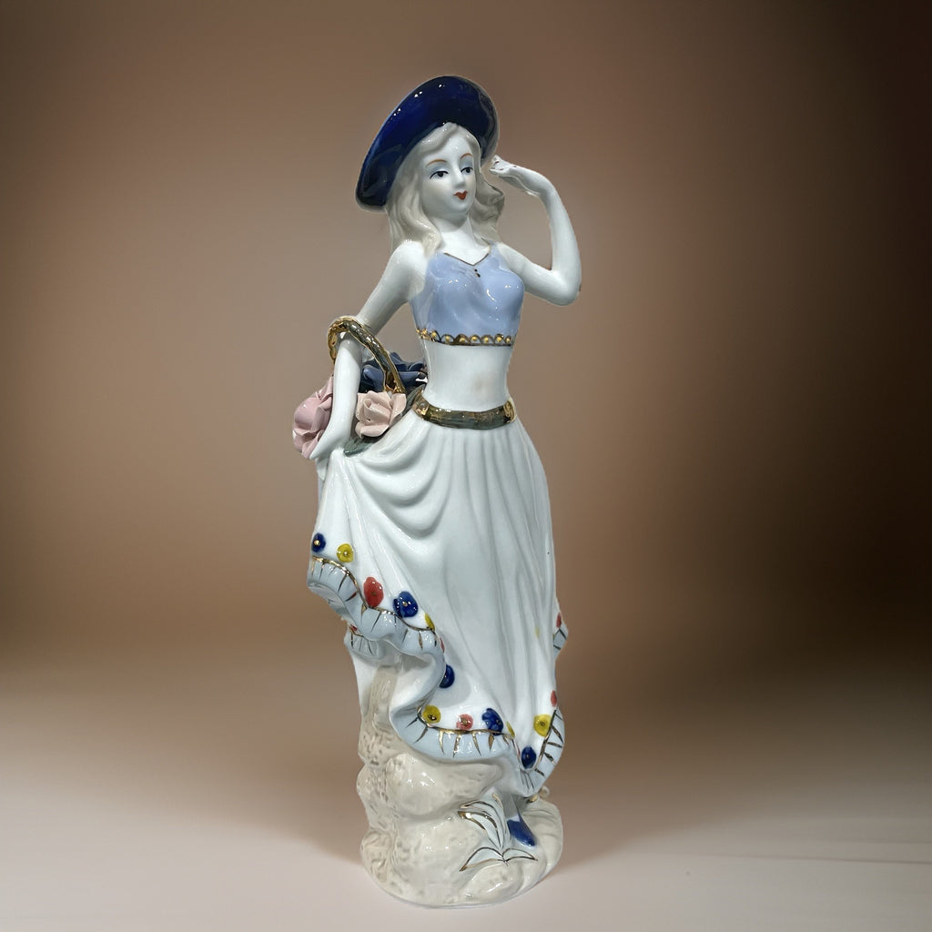 Figurine of Alice with Big Flower Basket