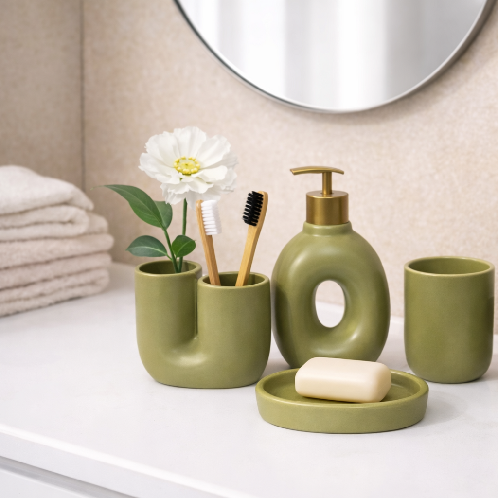 Bath Set Green Doughnut