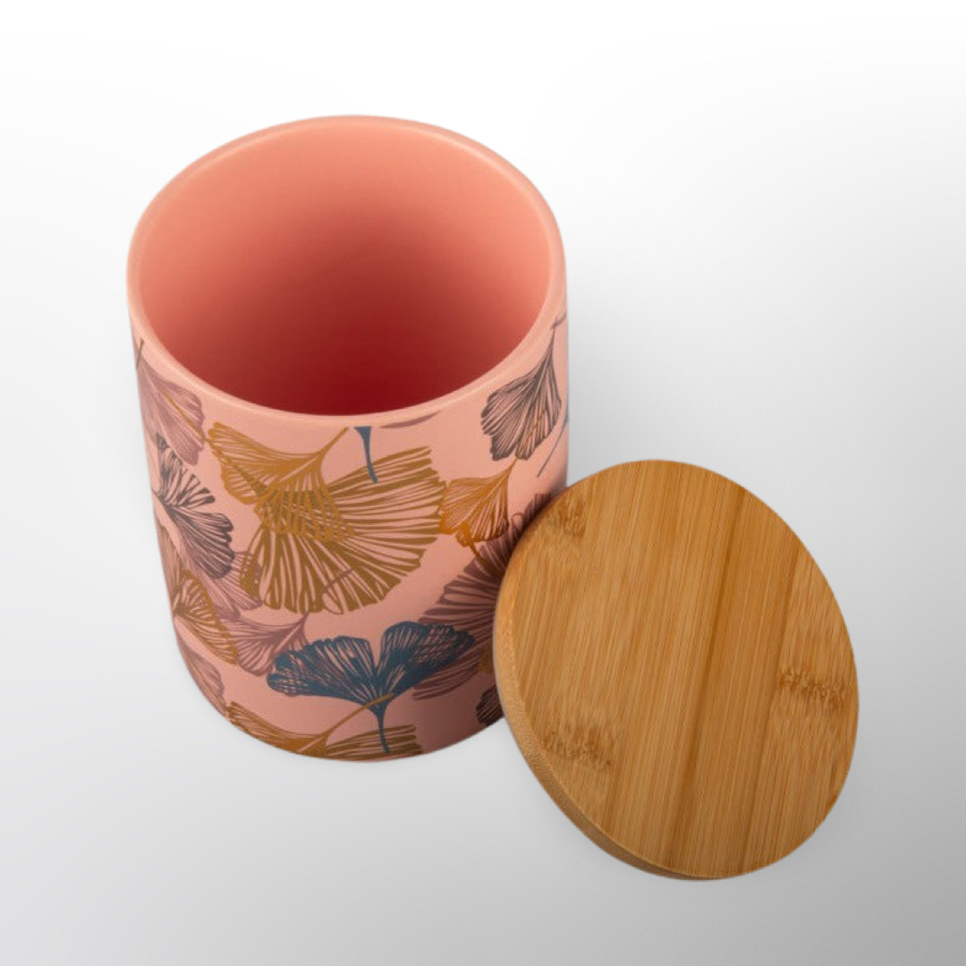 Storage Jar Floral Gold Pink