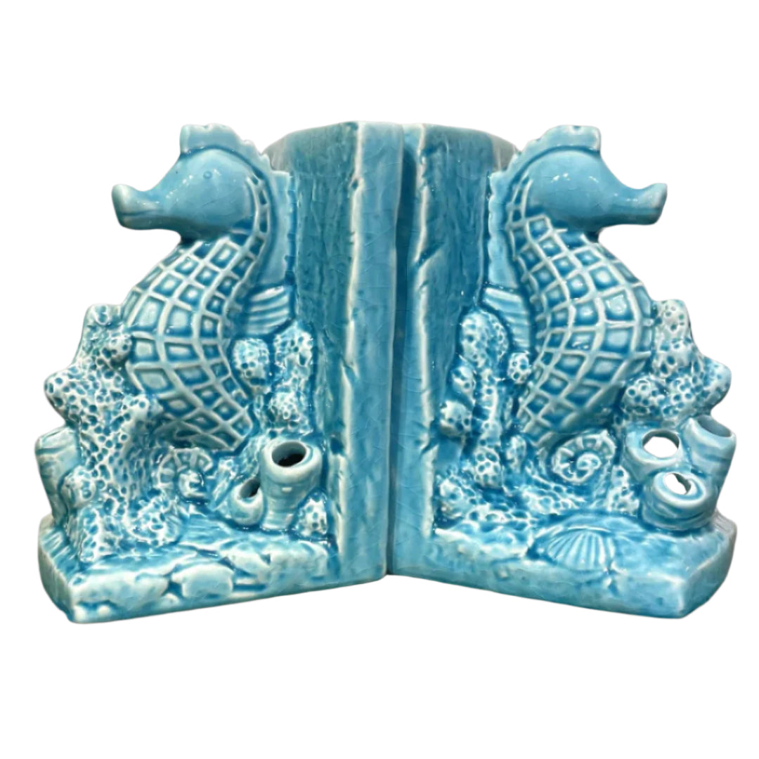 Bookend Blue Sea Horse