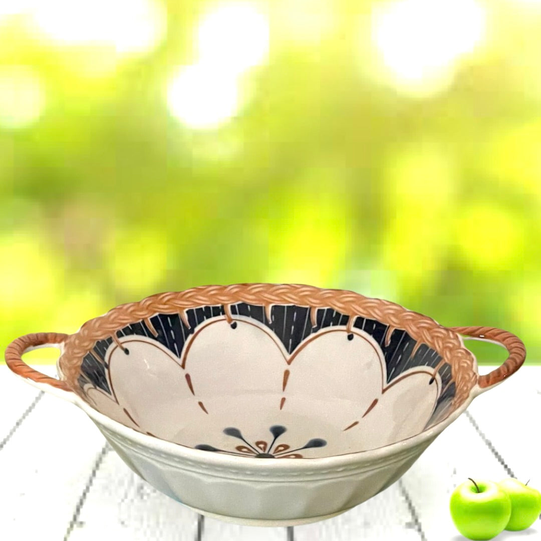 Snack Bowl Emma Round Big White Flowers