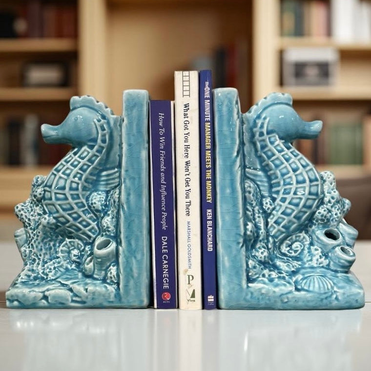 Bookend Blue Sea Horse
