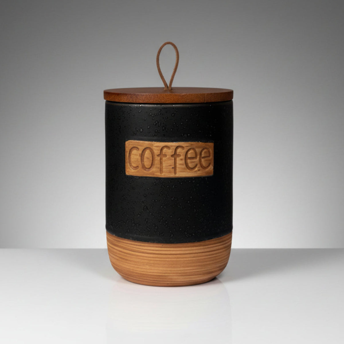 Tea Coffee Sugar Speckled Black Jars with Tray