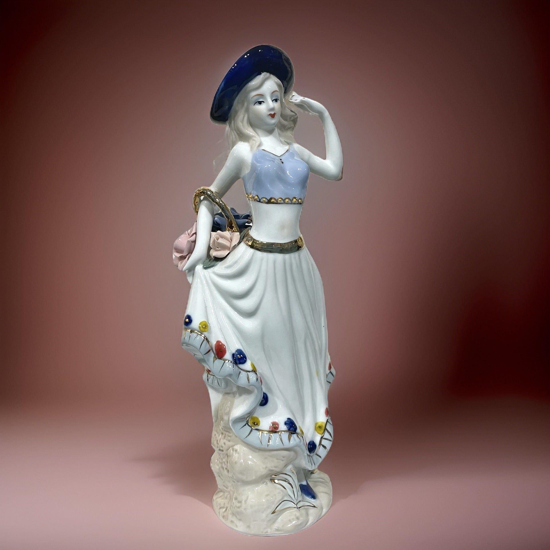 Figurine - Alice with Big Flower Basket