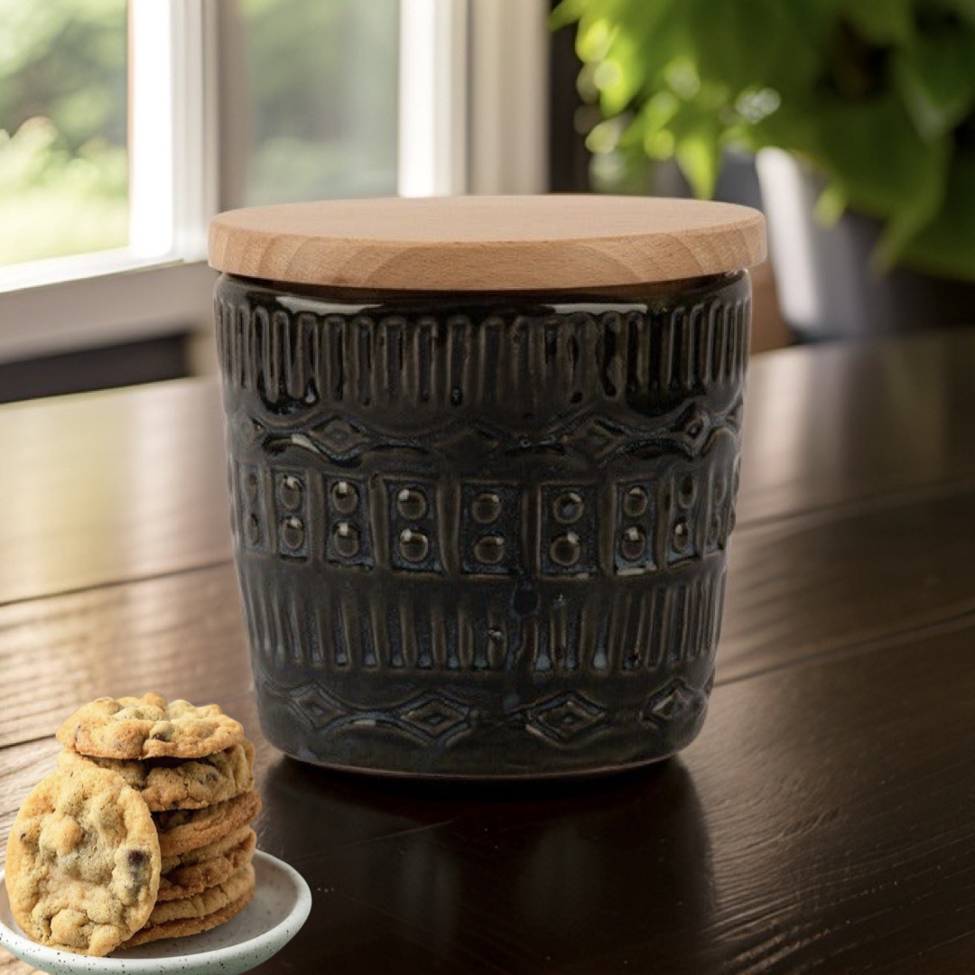 Storage Jar Dots Lines Black