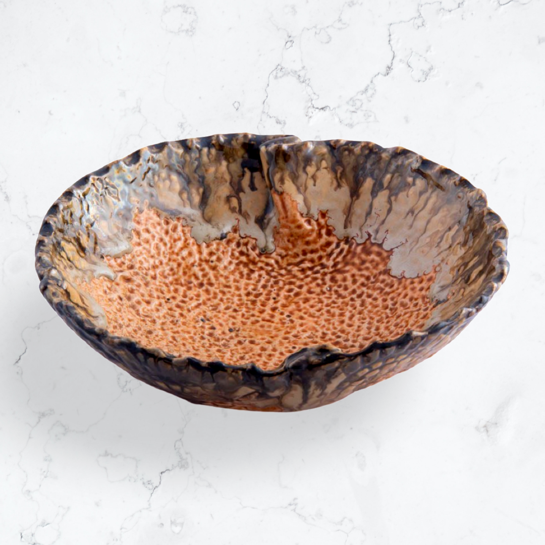 Snack Bowl Mustard Brown Edged