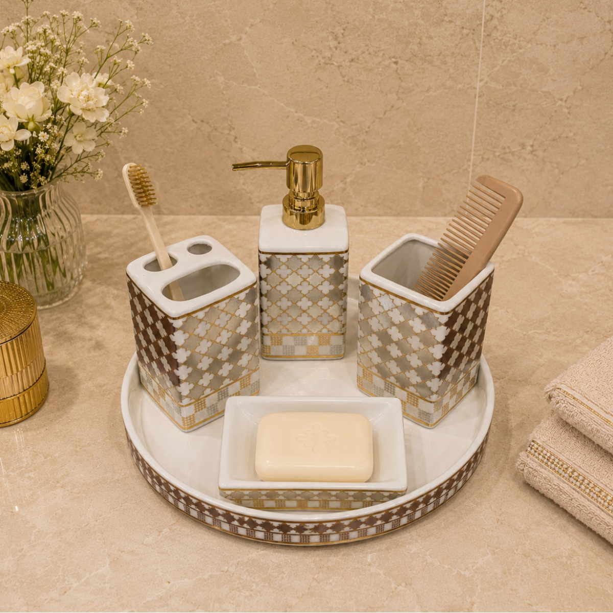 Bath Set Imperial Noir White