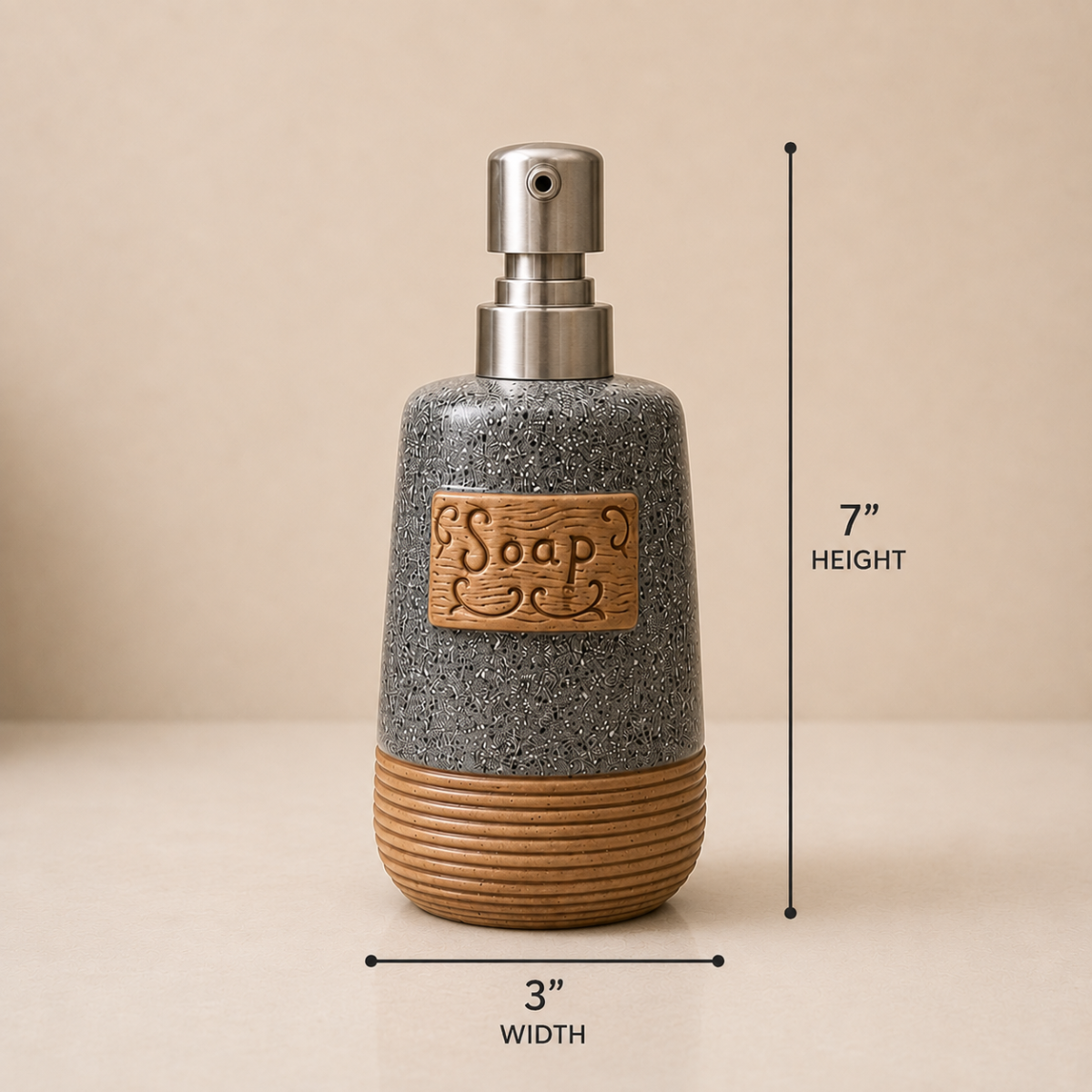 Soap Dispenser - Grey Speckled Stone Soap