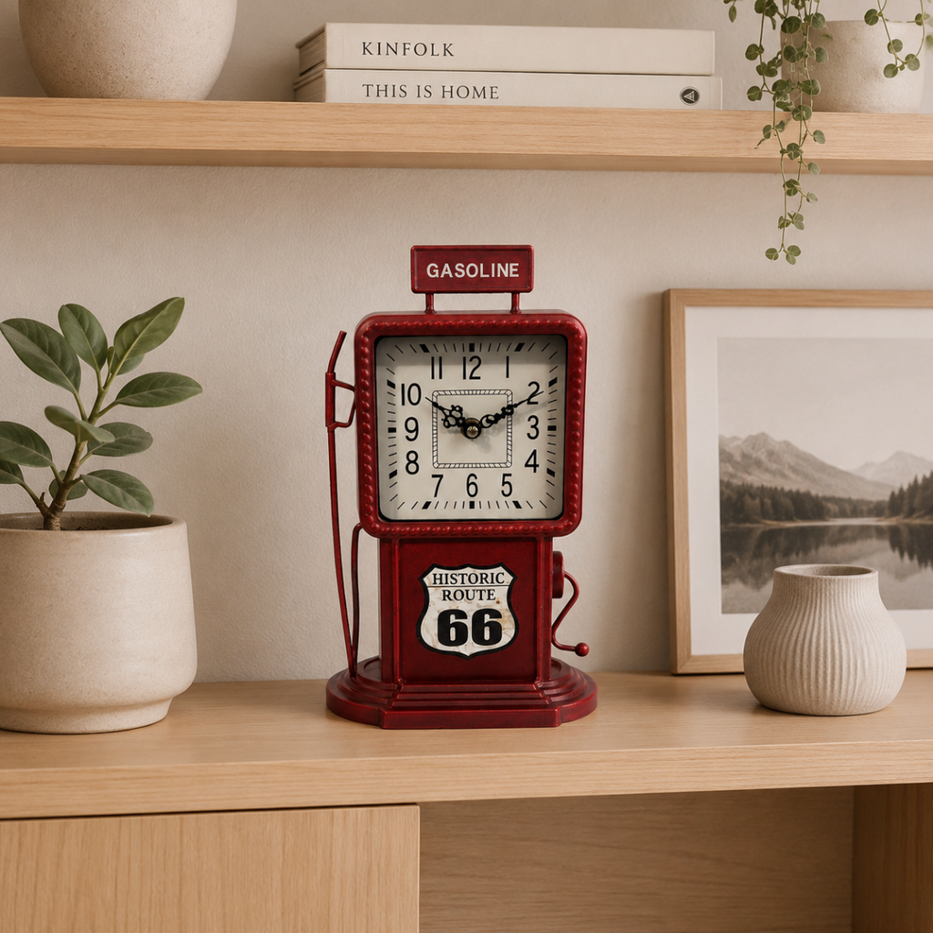 Red Historic Route 66 Clock