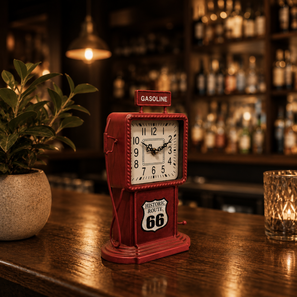 Red Historic Route 66 Clock
