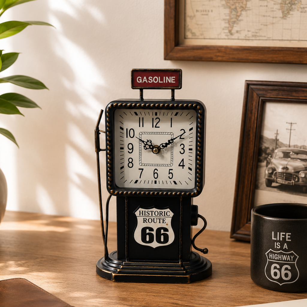 Black Historic Route 66 Clock
