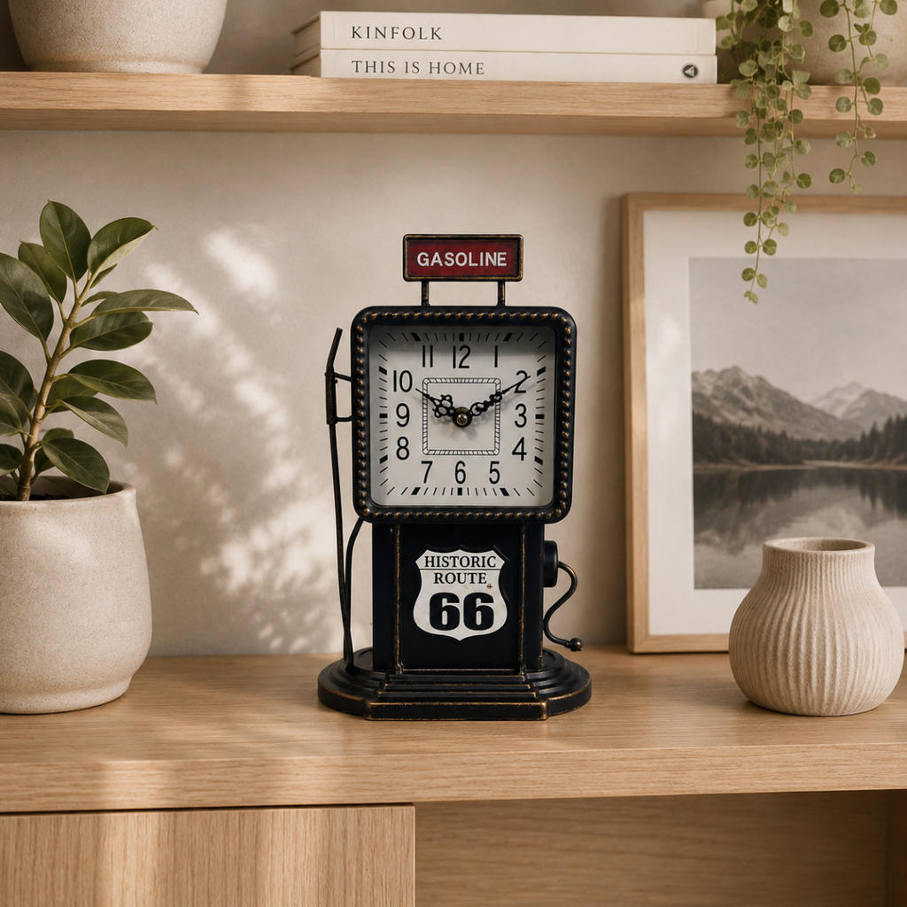 Black Historic Route 66 Clock
