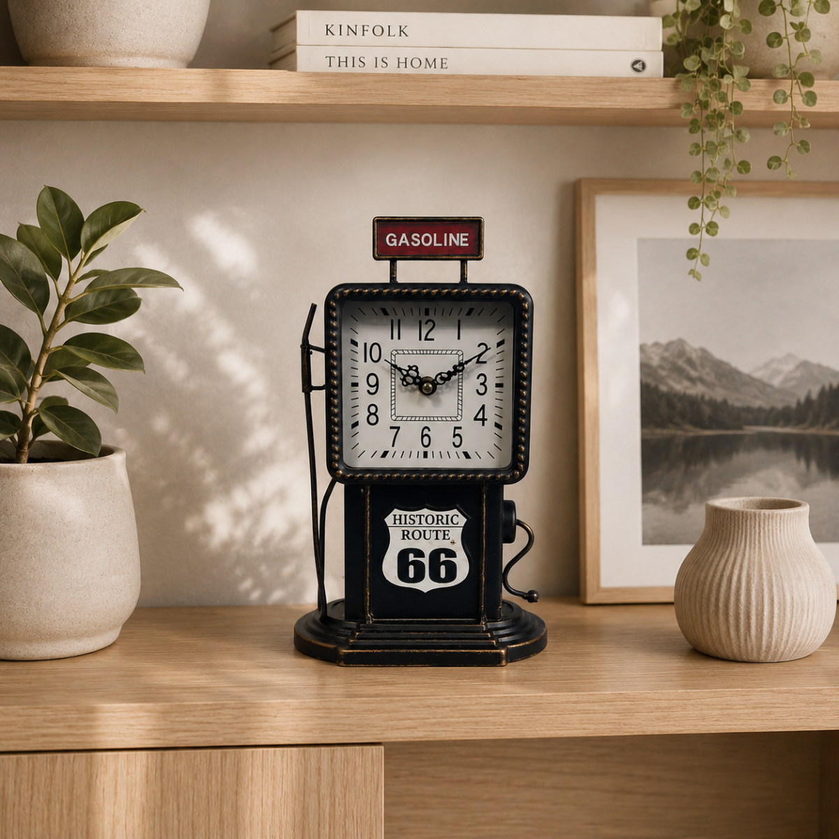 Black Historic Route 66 Clock
