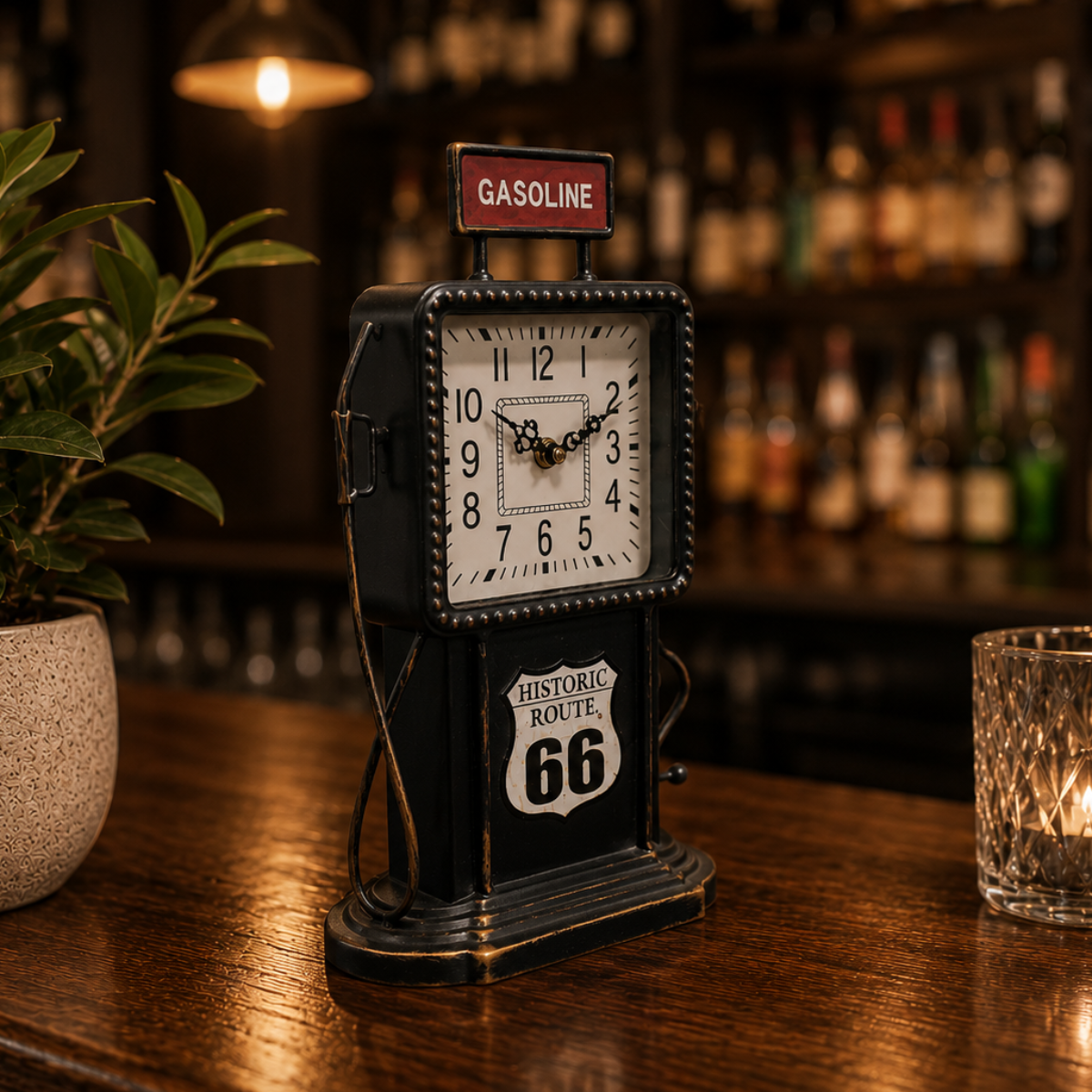 Black Historic Route 66 Clock
