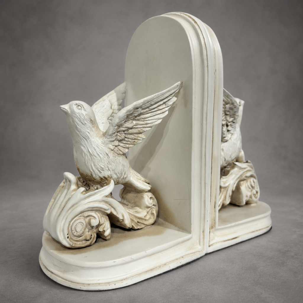 Bookend White Flying Bird