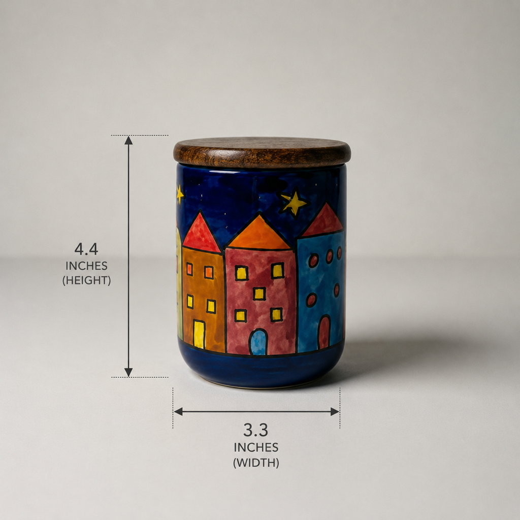Jar - Buildings with Wood Lid