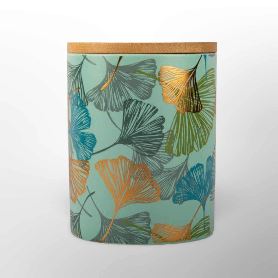 Storage Jar Floral Gold Blue