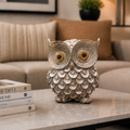 Decor - Silver Winged Standing Owl