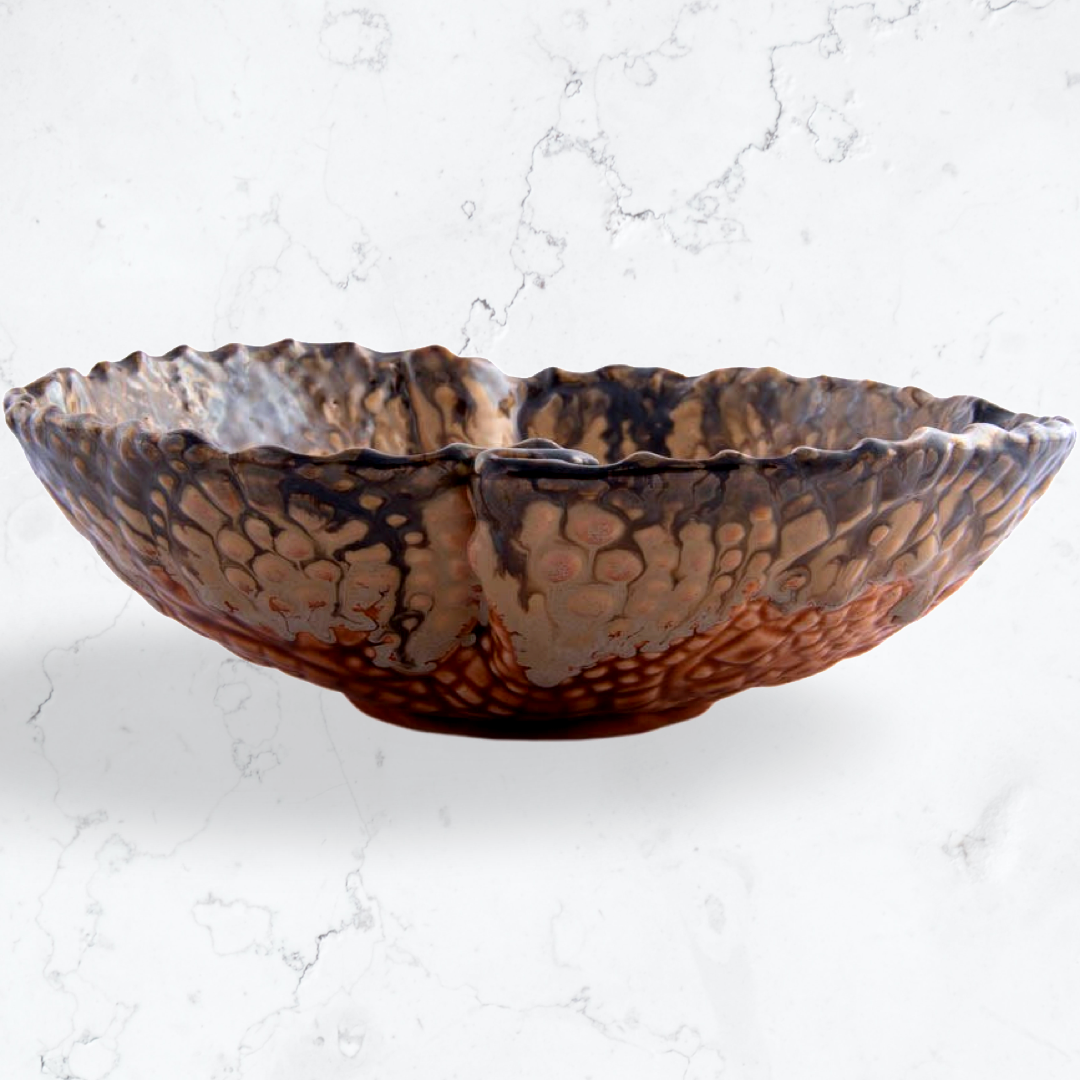 Snack Bowl Mustard Brown Edged