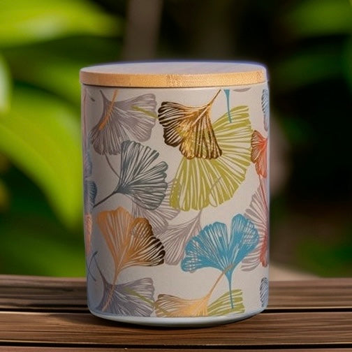 Storage Jar Floral Gold Grey