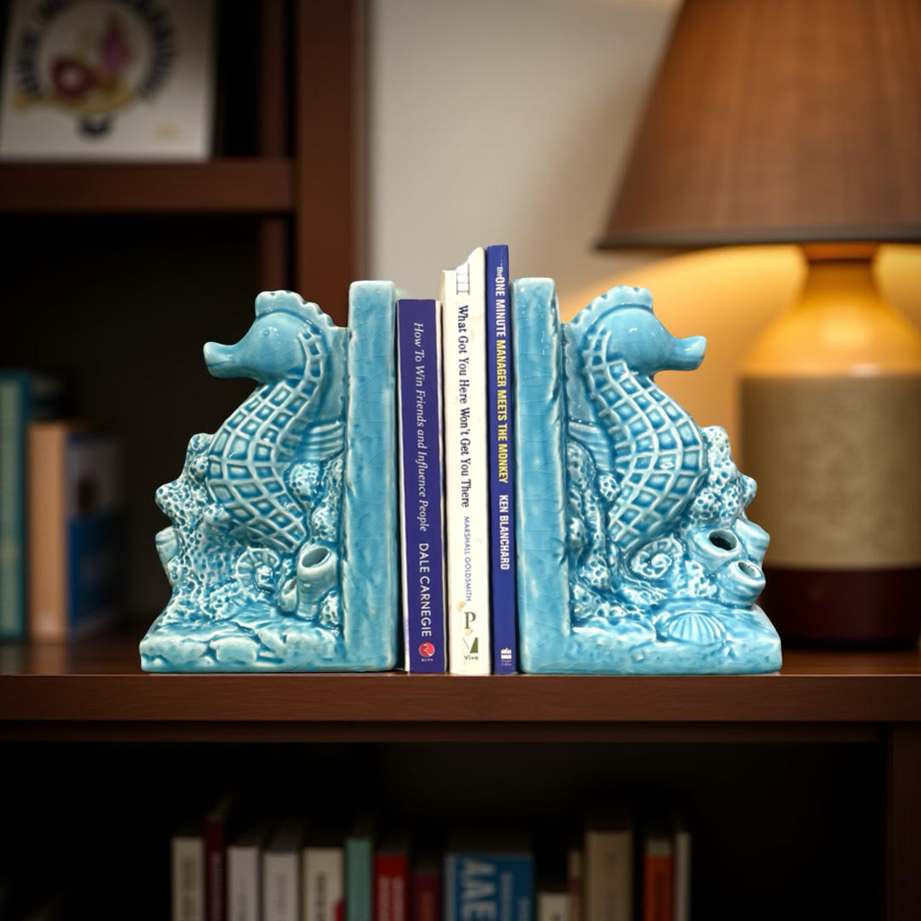 Bookend Blue Sea Horse