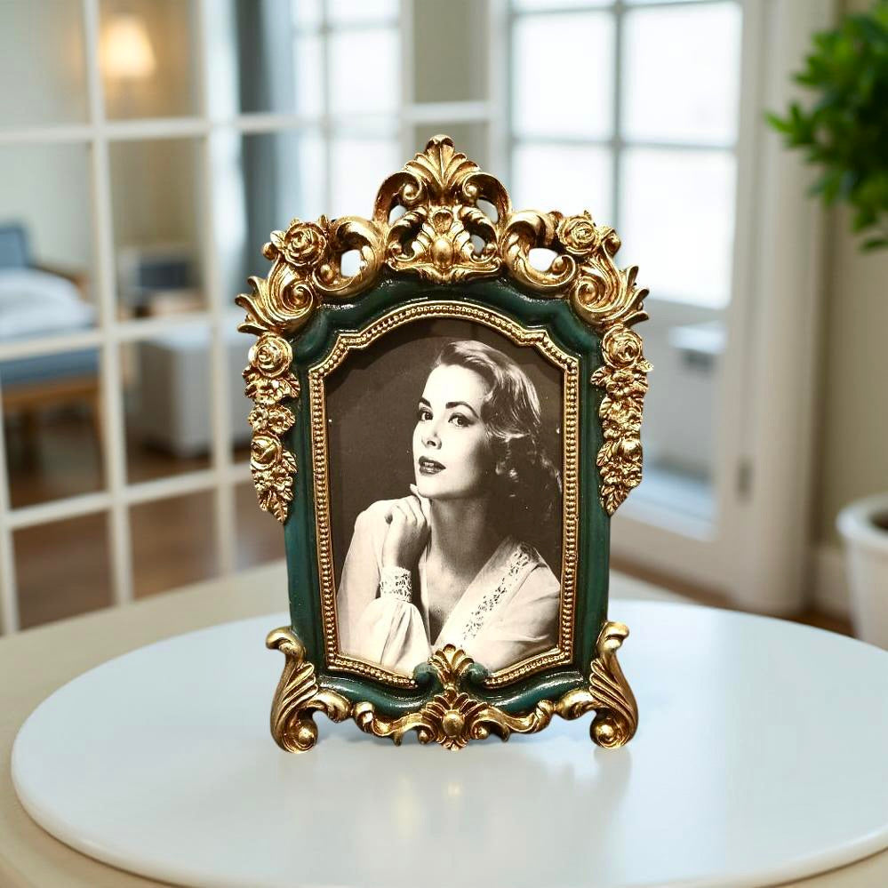 Photo Frame Victorian Green Gold Small